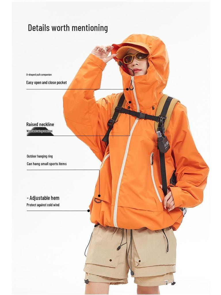 Unisex Autumn 2024 Windproof Waterproof Hiking Jacket: Stylish Single Layer Outdoor Windbreaker