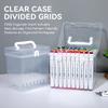 12/24/36/48/60 Color Markers Bucket Clear Plastic Marker Storage Bin With Detachable Dividers Portable Handle Art Organizer Case
