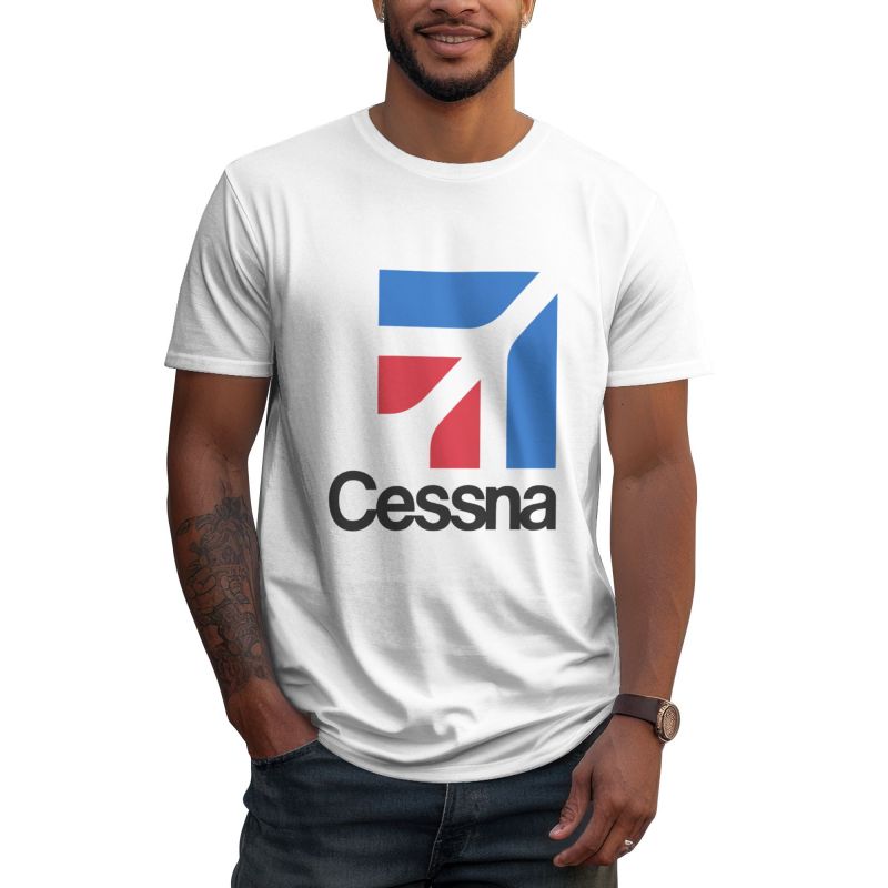 Cessna Logo Print Black Graphic T Shirts Summer Men White Cotton Clothing Streetwear Oversized Tees Tops S6XL