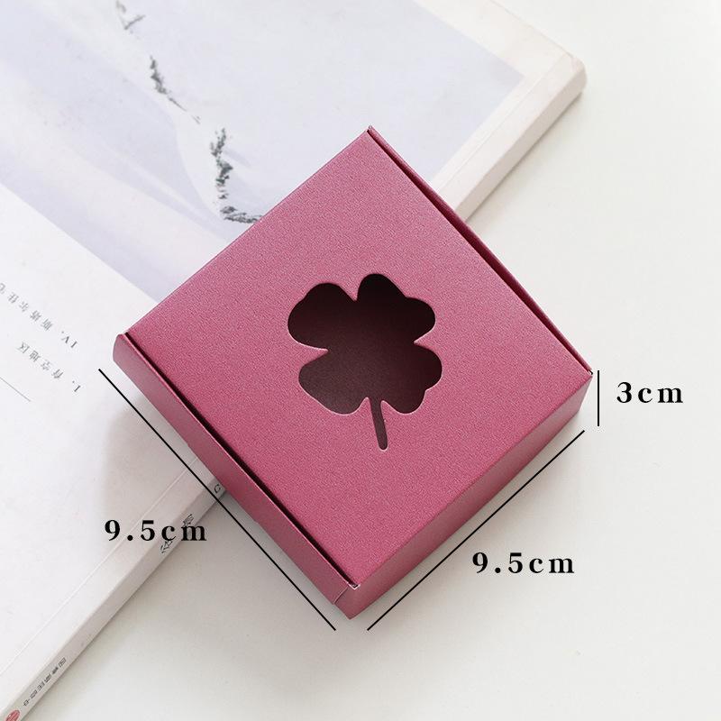 12pcs Gift Boxes with Four-leaf Clover Window Mini Treat Boxes for Gift Soap Kraft Paper Wrap Box for Wedding Party Festival