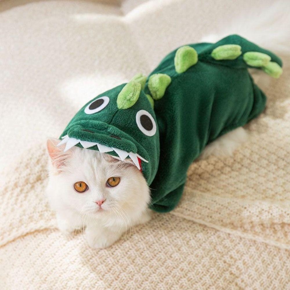 Cat Cotton Coat Plush Pet Dinosaur Costume Warm Comfortable Dog Four Legged Clothes Cartoon Pet Jumpsuits for Cats and Dogs