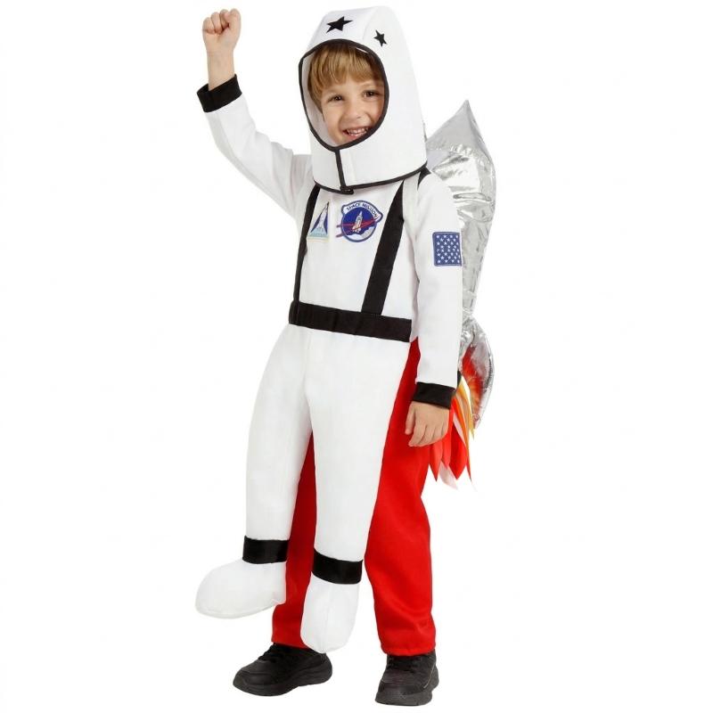 Astronaut Costume With 3D Rockets Backpack For Kids Role Play Science Theme Party And Stage Performances Soft Polyester Fabric