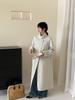 Korean Stand Collar Double-Faced Wool Overcoat for Women - Loose Fit, Long, Wool Blend, Autumn/Winter Collection