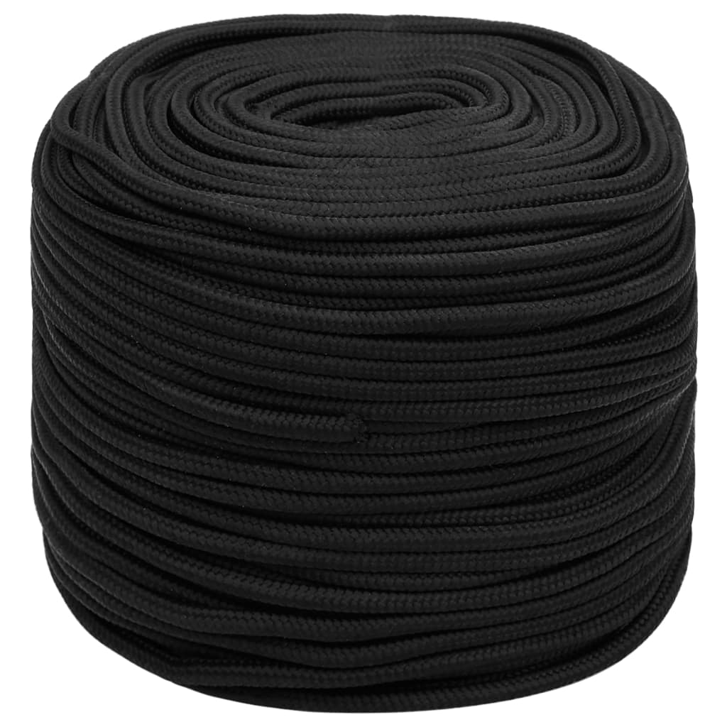 Vidaxl Linka Żeglarska, Czarna Jednolita, 10 Mm, 500 M, Polipropylen