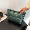 Large Capacity Puffer Pouch Cotton Filled Thick Plaid Clutch Bag Puffer Padded Makeup Bag  School