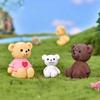 Mini Cartoon Animal Statue Funny Bear Ornament Creative Miniature Bear Figurines  Birthday Cake