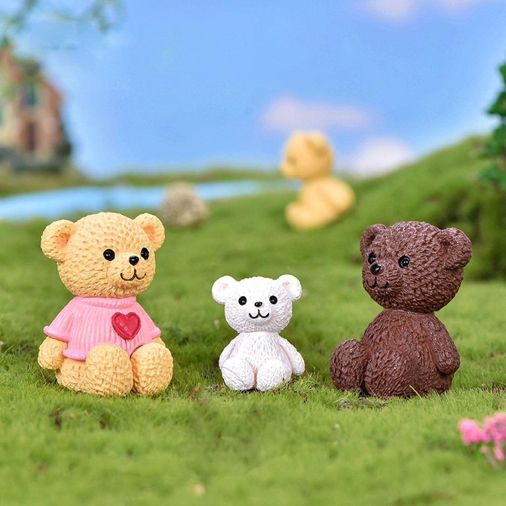 Mini Cartoon Animal Statue Funny Bear Ornament Creative Miniature Bear Figurines  Birthday Cake