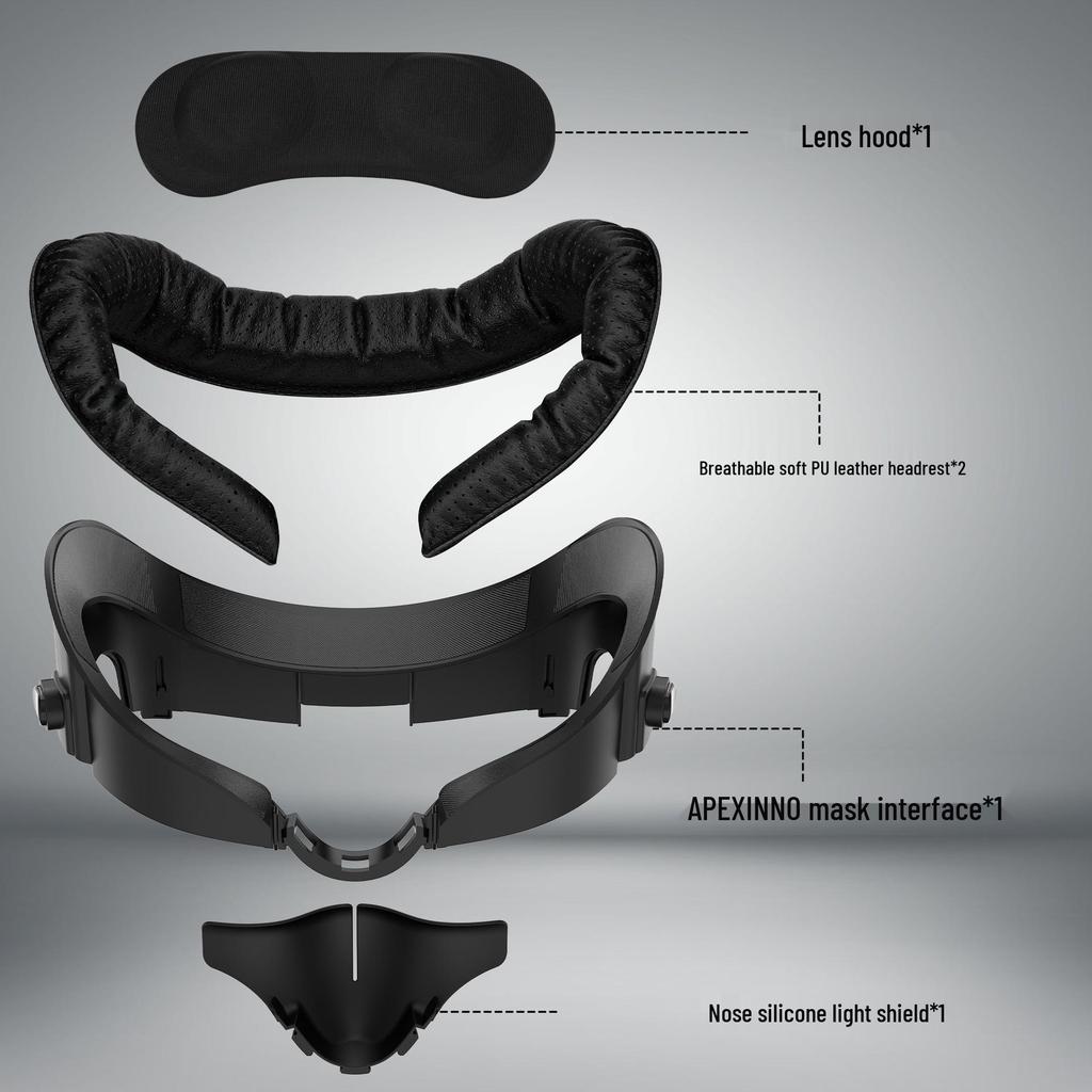 Retractable PU Leather Face Cover for MetaQuest3 - Comfortable Replacement VR Eye Mask