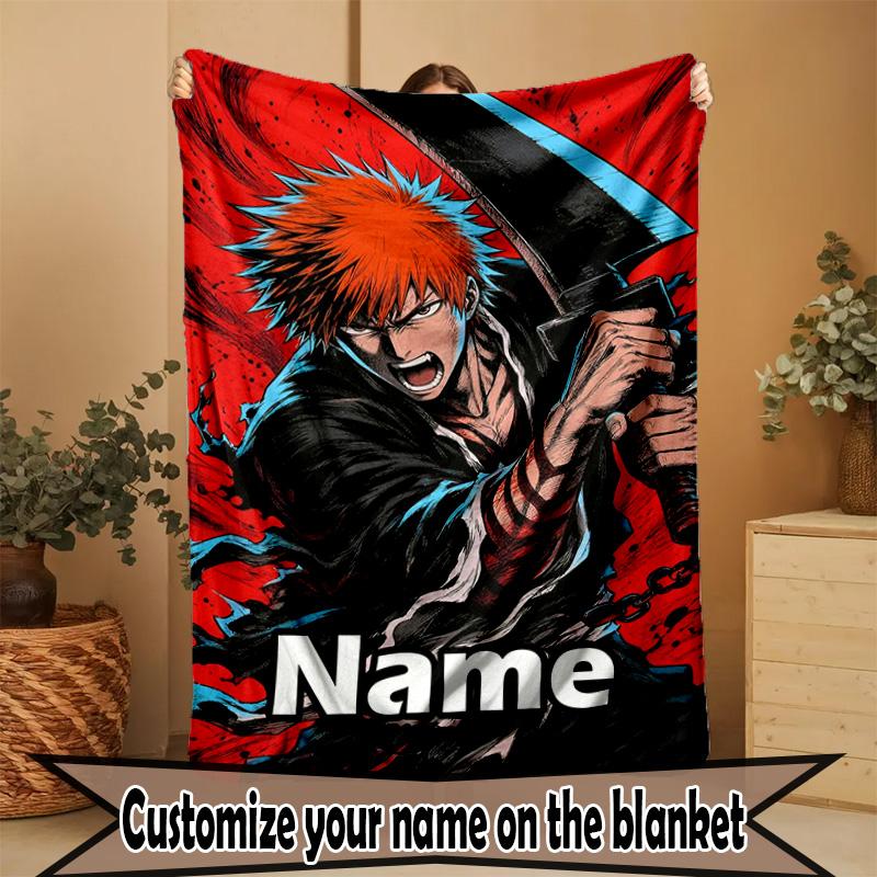 Custom Name Personalized BLEACH Print Blanket, Home Decor, Bedroom, Sofa, Camping, Couch, Gifts for Birthday ChristmasEnthusiasts