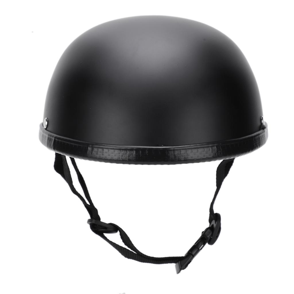 Motorcycle Low Profile Half Face Helmet Skull Cap Matte Black (M)