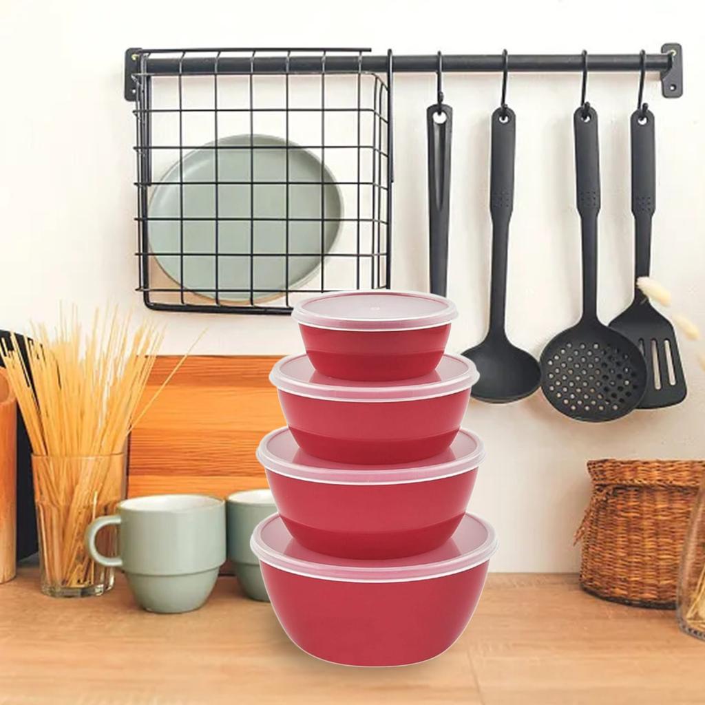 Kulatá 4dílná plastová mísa Venkovní přenosná nádoba na jídlo Mísa na míchání zeleniny