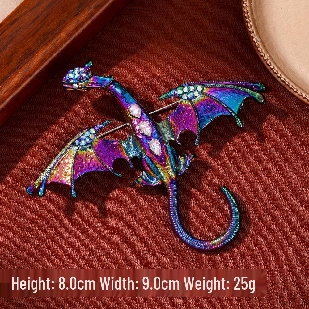 Retro Drip Oil Cartoon Dragon Brooch - Men's Suit Pin Accessory