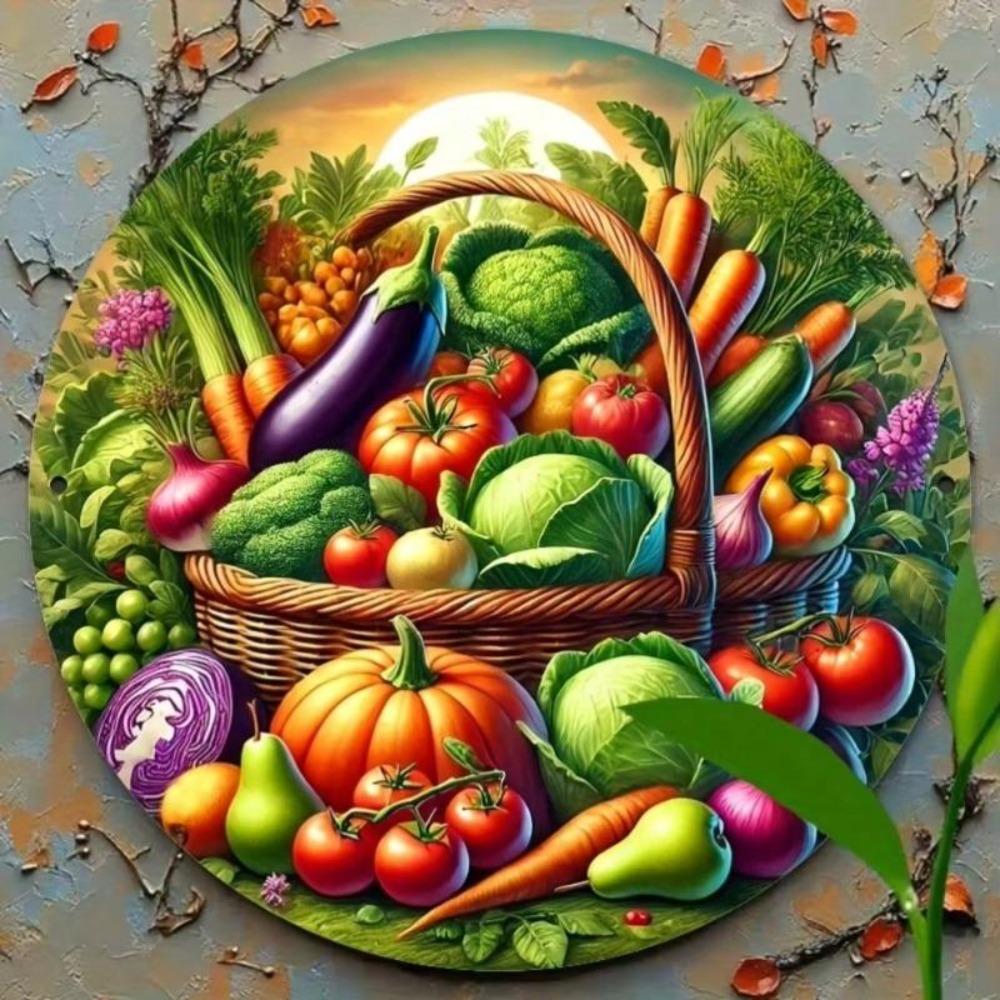 Vibrant Retro Vegetable Metal Wall Art for Kitchen Decor