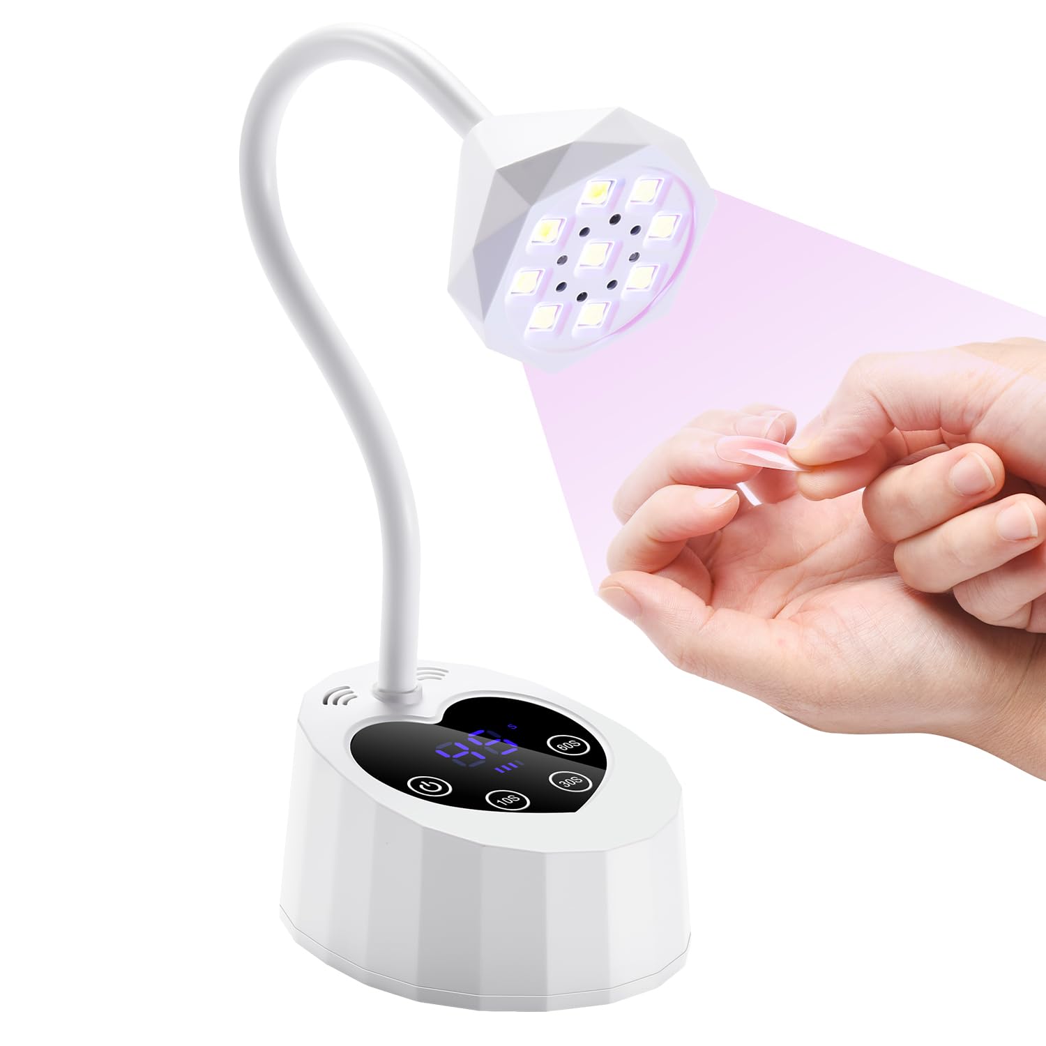 

Enhanced Gel Nail Gooseneck UV LED Nail Cordless Automatic Fast Flash LCD Portable for Home DIY Manicures 2026 VersionSUMOZO Light, Dryer, белый