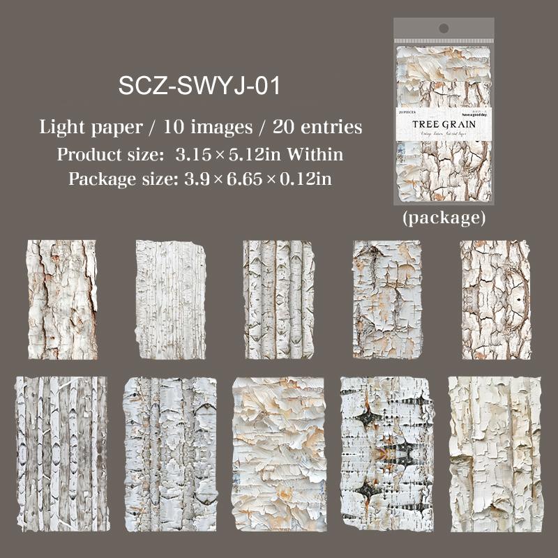 JIANWU Tree Pattern Marks Series Vintage Texture Landscape Collage Scrapbooking Material Paper Creative Junk Journal Stationery