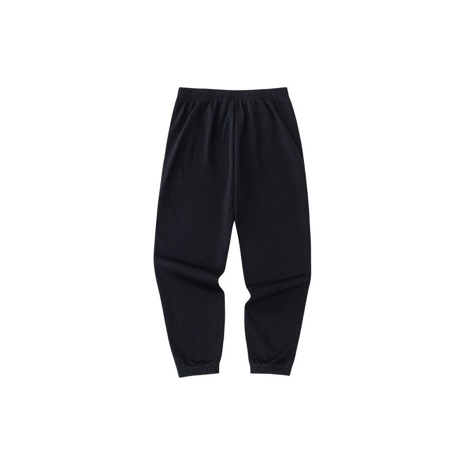Anta Lifestyle Series Solid Color Cuffed Fleece Knit Sports Pants Men Pants Basic-Black 152348310-3