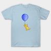 Asian Size Men Black Print T-shirt Winnie The Pooh And The Big Blue Balloon No-Cut Print Cotton Tshirt