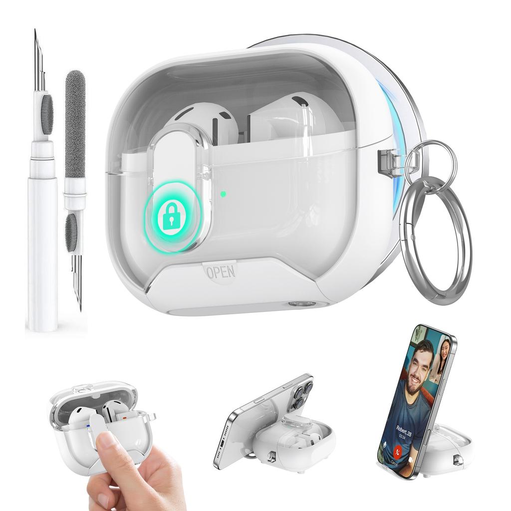 Secure Lock Case for Samsung Galaxy Buds 3/3Pro Case with Phone Stand Protective Case with Cleaner Kit for Samsung Galaxy Buds 3