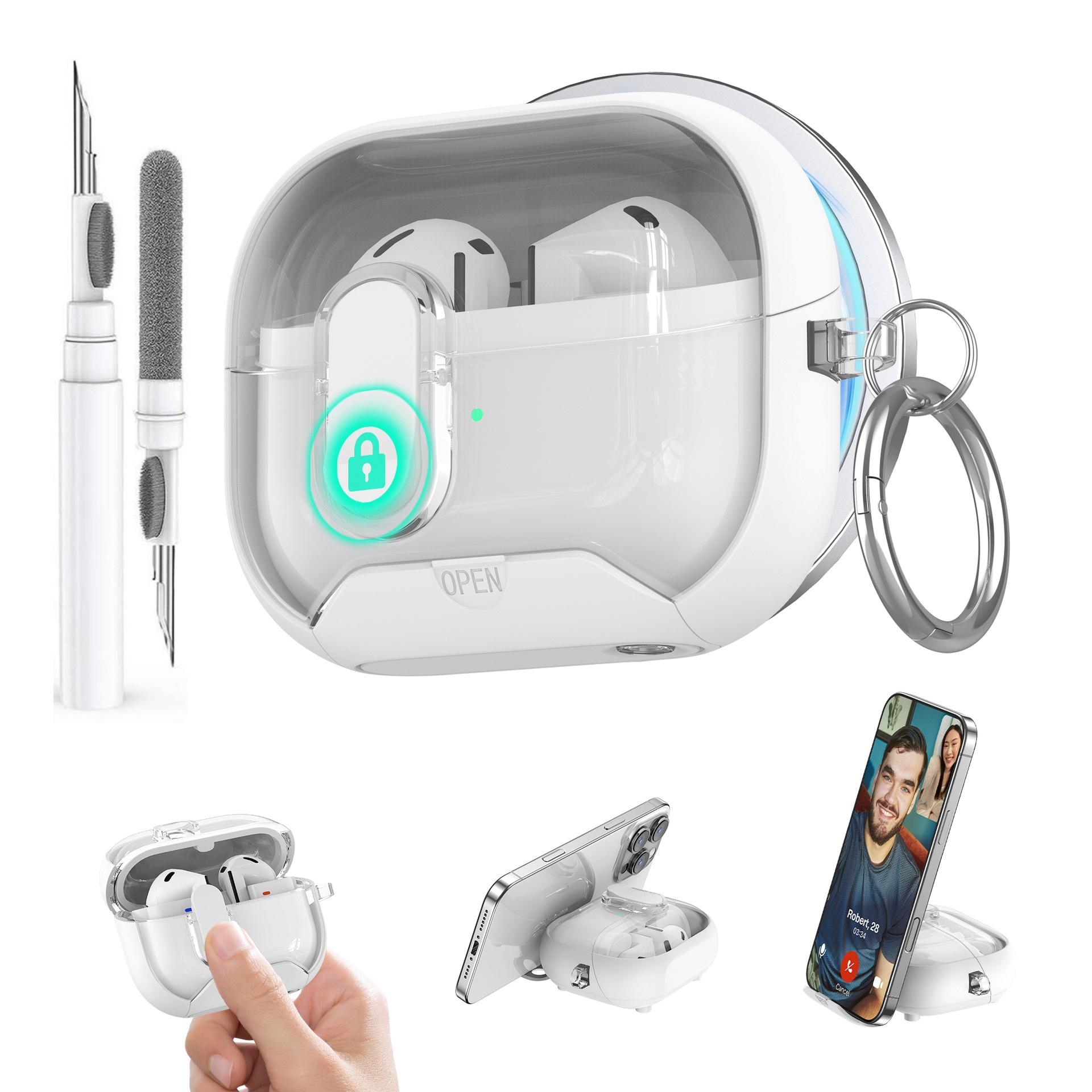 

Защитный чехол с замком для Samsung Galaxy Buds 3/3Pro с подставкой для телефона и набором для чистки для Samsung Galaxy Buds 3 For Galaxy Buds 3Pro