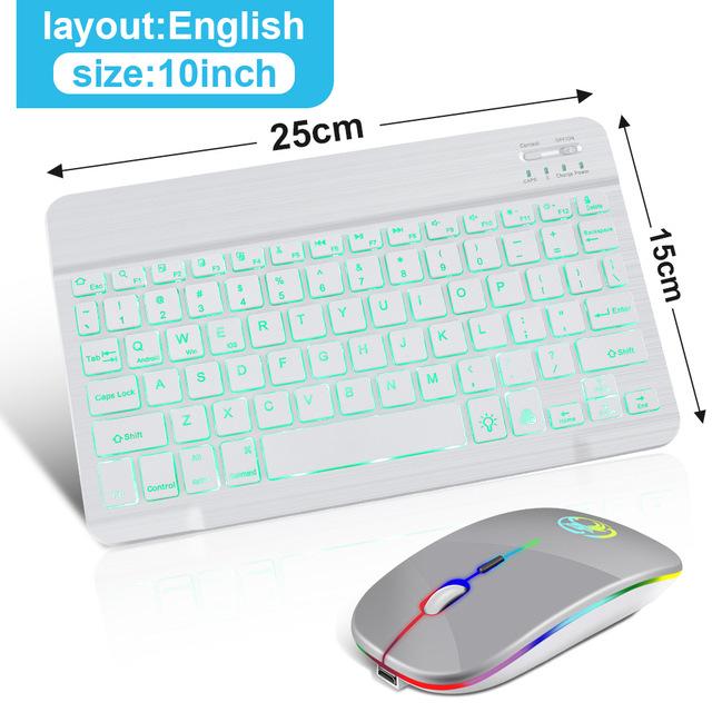 10-Inch Seven-Color Backlit Bluetooth Keyboard & Mouse Set for Mobile Phones & Tablets