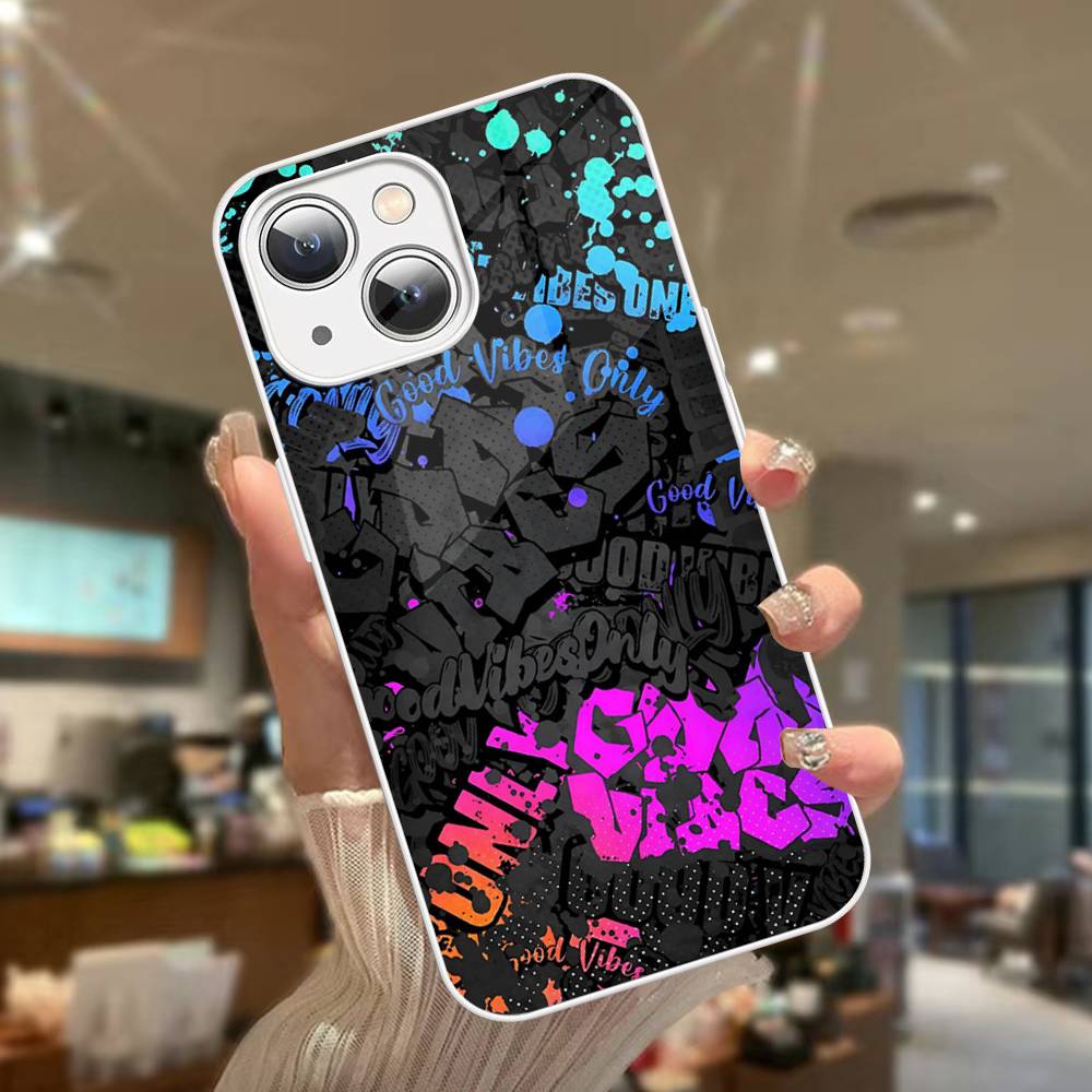 

Крутая Черная Граффити Защитная Крышка из Закаленного Стекла для iPhone 14 13 12 Mini 11 Pro XS Max X XR 14 Plus iphone 11pro max