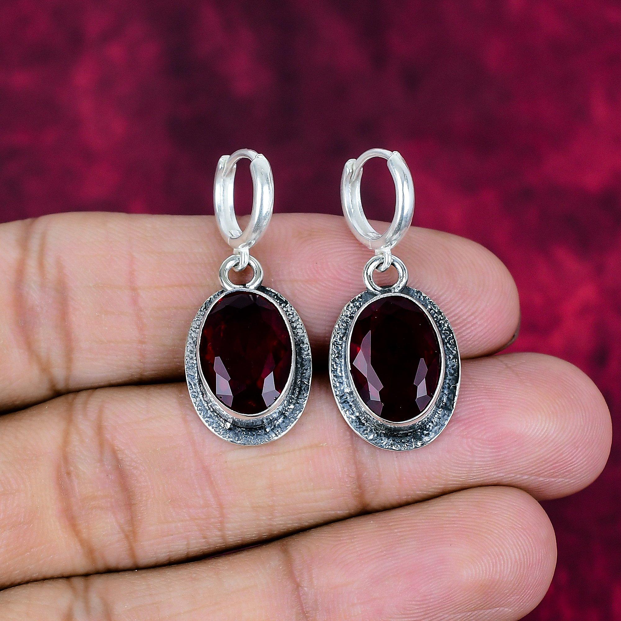 

Ювелирные изделия из красного граната, серьги из цельного серебра 925 пробы, серьги из драгоценных камней ручной работы на День памяти 1.38 Inches розовый