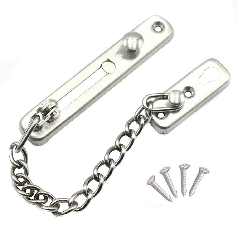 Solid Stainless Steel Safety Guard Lock Catch Strong Security Door Anti-theft Chain With Screws