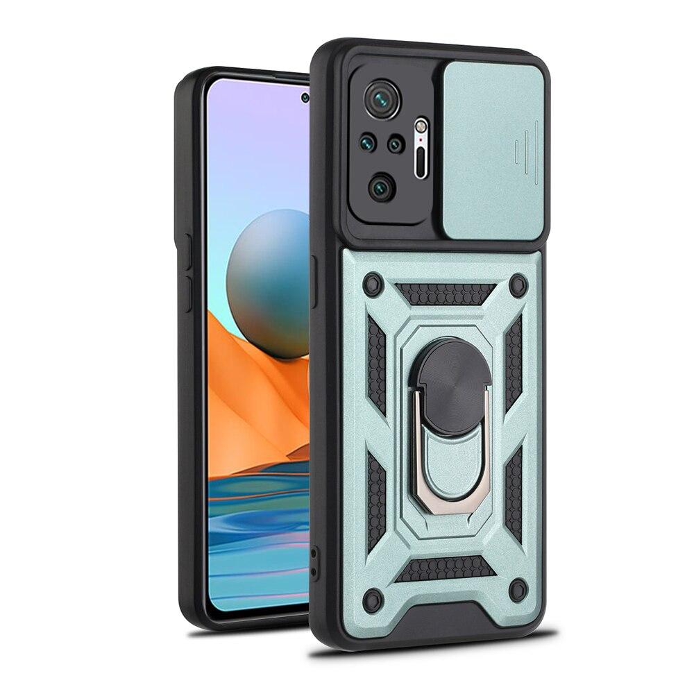 Sliding Camera Shockproof Case for Xiaomi Redmi Samsung Galaxy iPhone Huawei Honor OPPO VIVO Car Magnetic Mount Protection Ring Cover