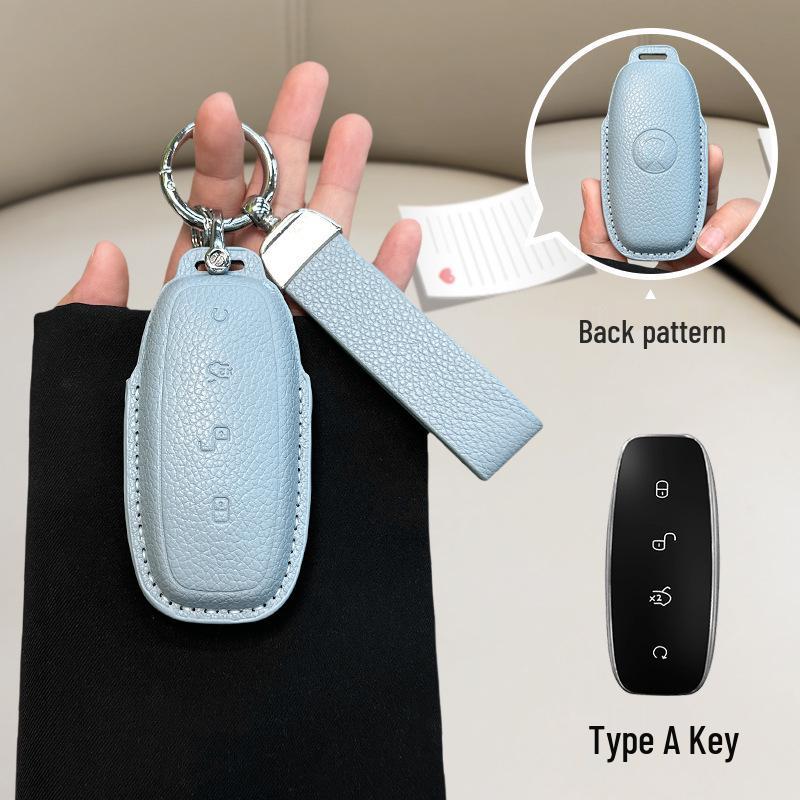 French Style Leather Key Case for BYD D9/N7/N8 - Full Coverage Remote Control Protective Shell