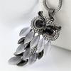 Women's Long Owl Sweater Chain High-end Simple Dress with Necklace Fashion Jewelry