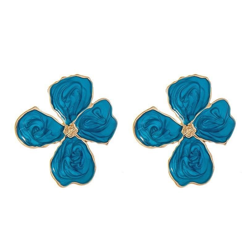 Pinkdudu Vintage Drip Oil  Painted Petals Zinc Alloy Earrings Simple Drop Earrings Women Jewelry PD2363