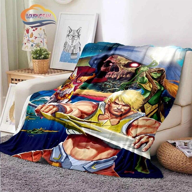 Science fiction adventure cartoon Masters of the Universe Cashmere Blanket 3D Printed He-Man Cartoon Flannel Bedspread camping