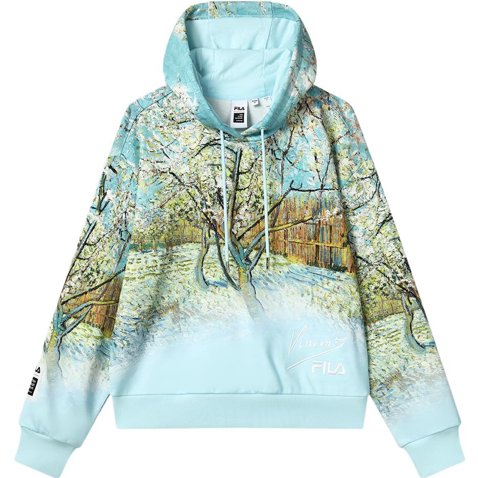 

FILA Van Gogh Collaboration Series Van Gogh Museum 2.0 Plant Pattern Printed Hoodie Women hoodie Sky-Blue F11W318209F-ZA S