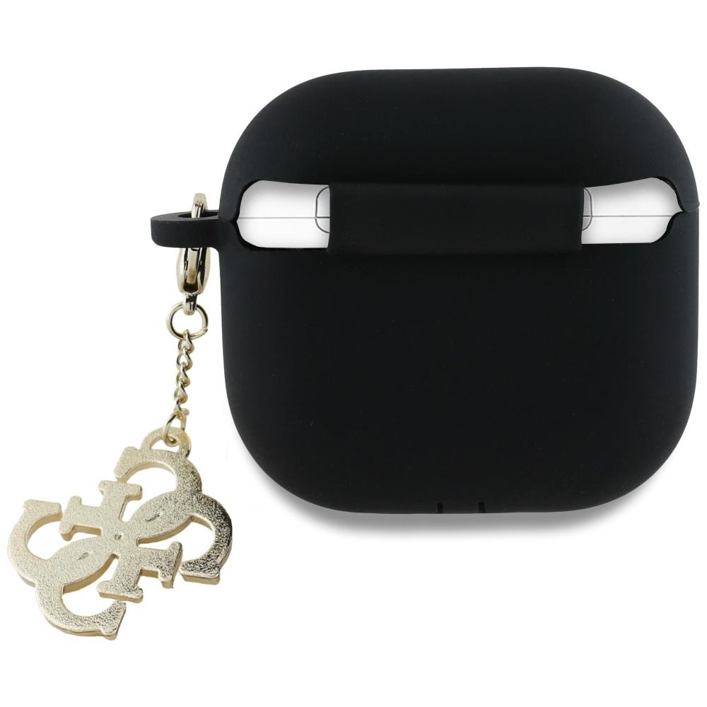 Guess Gua4Lecg4K Airpods 4 Cover         Czarny/Black Silicone 4G Charm