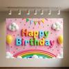 Colourful Happy Birthday Theme Backdrop Supplies 3D Ballon Background Banner Kids Birthday Party Decorations Photo Shoot Props