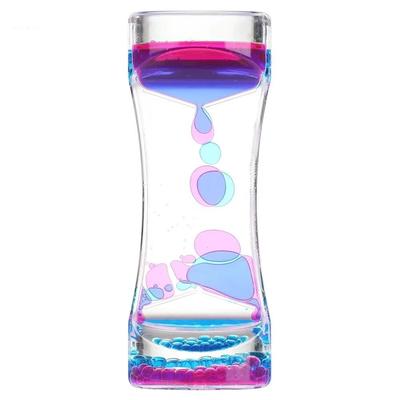 Double Colors Oil Hourglass Timer Acrylic Descending Sensory Bubble Movement Sensory Visual Creative