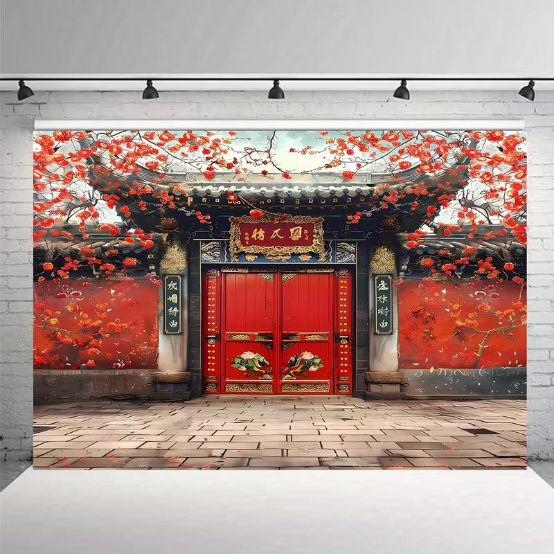 2D Traditional Chinese Courtyard Door Photo Background