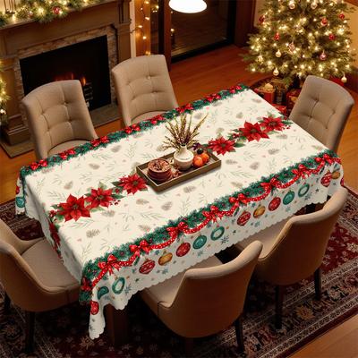 Christmas Tablecloth, Festive Tablecloth Bell Ball, Household Waterproof And Oil-Proof Leave-In Placemat Decoration Scene Arrangement