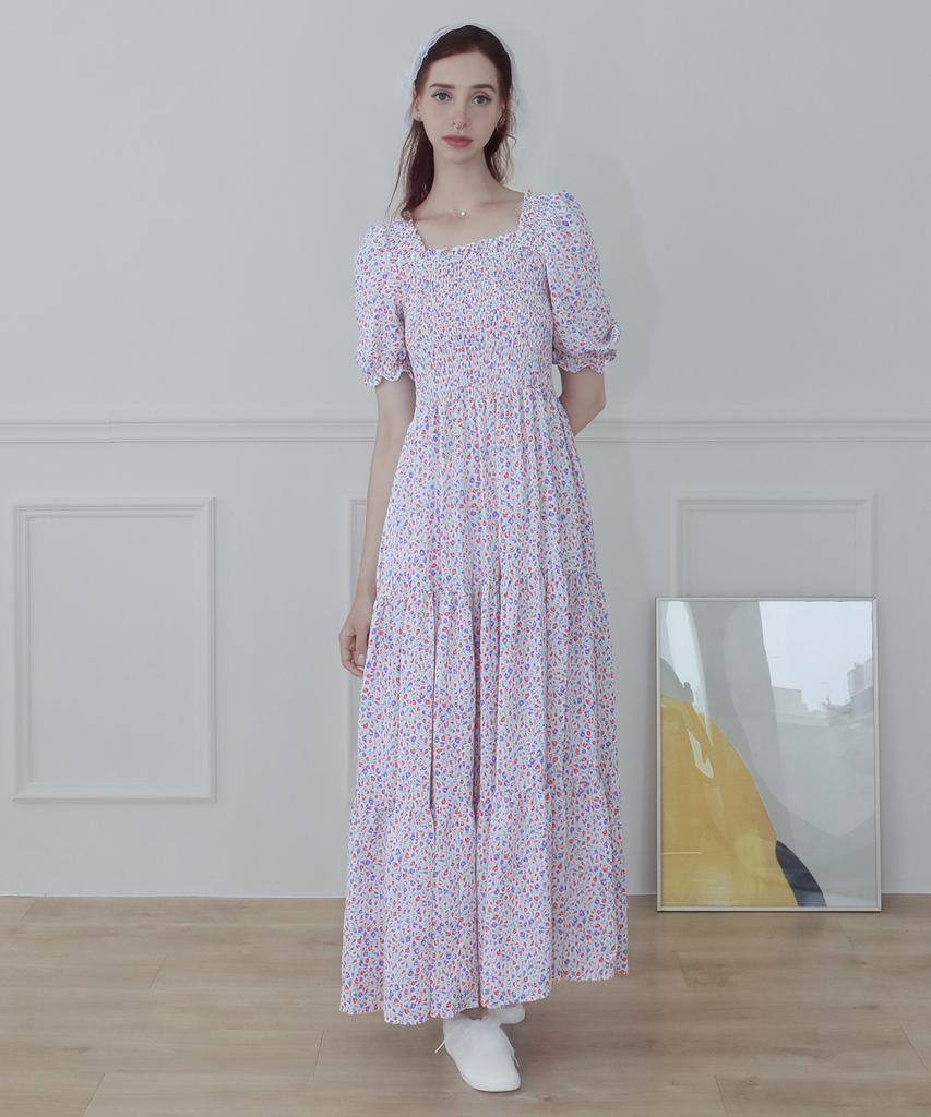 Keulleiseu Flower Smoking Long Dress_Black