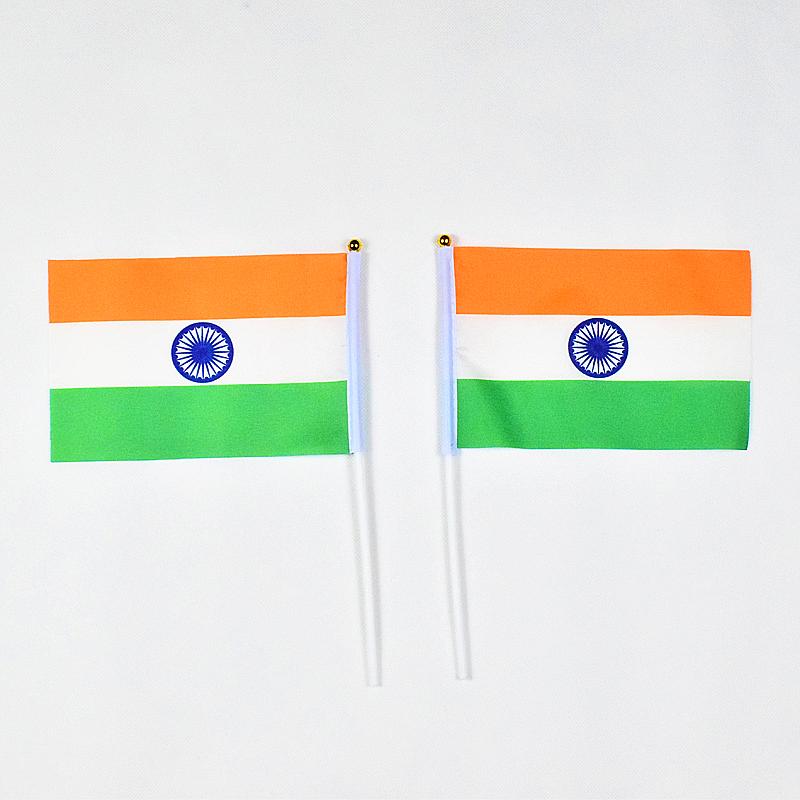 India 10 piezas de banderas para agitar a mano de 14*21 cm