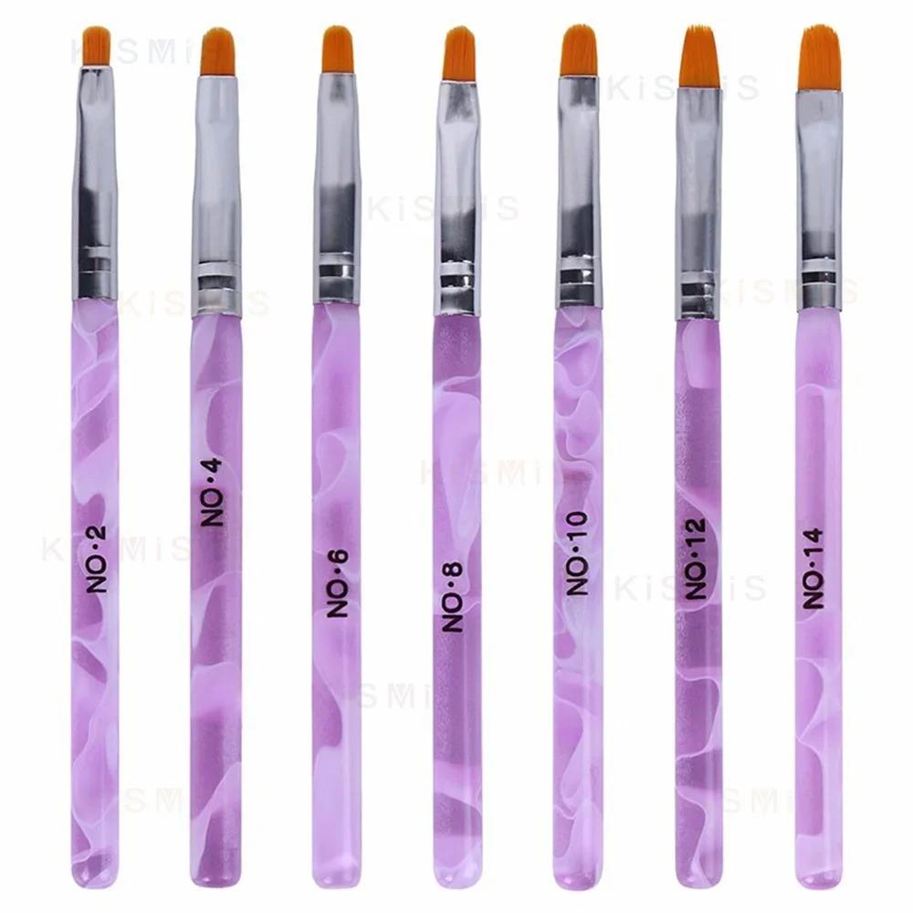 7pcs Manicure Tool Set Nail Brush Tip Painting Sculpting Stippling Flat Eyeliner Pen Acrylic Gel Polish
