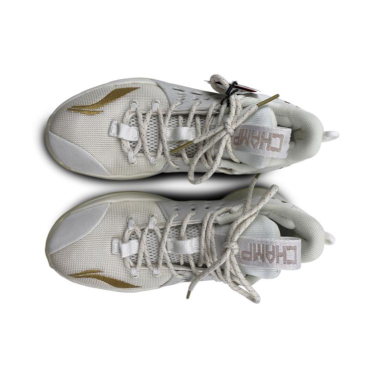 New LiNing SONIC 7 CBA League PE Anti Slip Wear Resistant Low Top Basketball Shoes Men's White Gold ABAP033-V