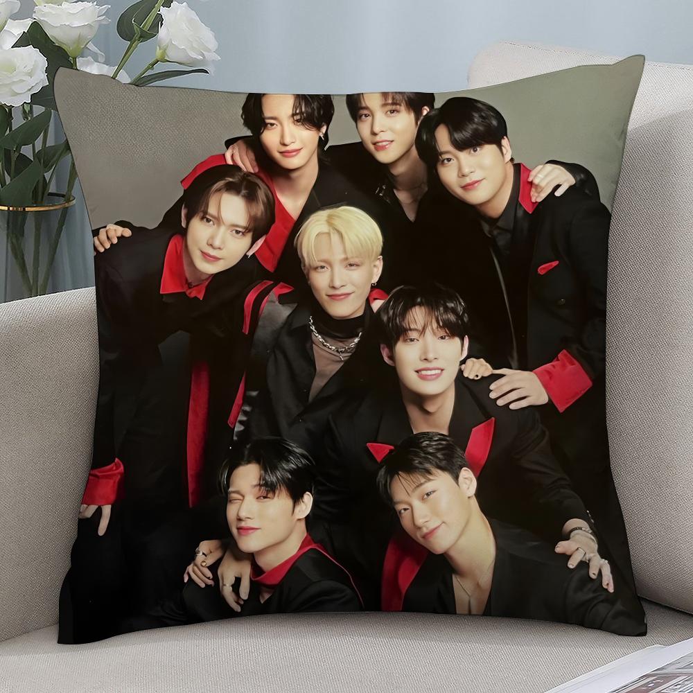 Kpop A-AteezS Pillow Case Short Plush Pillow Covers Sofa Decorative Gift Home Double-sided Printing Cushion Cover