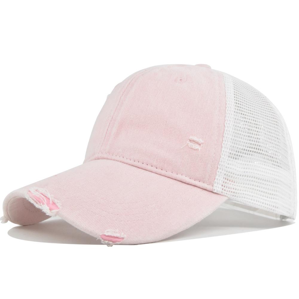 Distressed washed baseball cap soft top duckbill retro mesh cap personalized couple's curved brim hat solid color sun hat