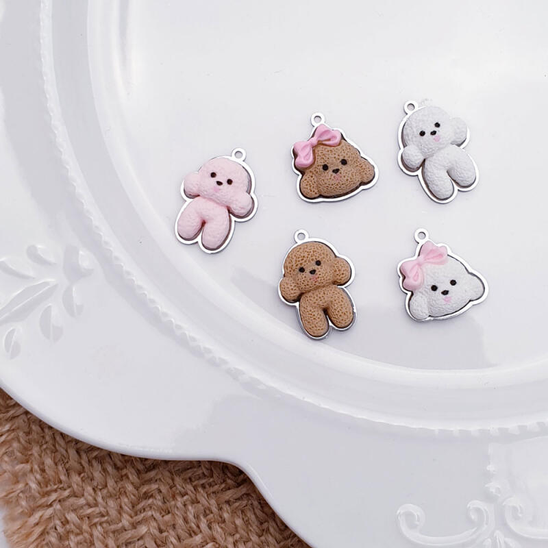 Аксессуар-подвеска для животных из хирургической стали, цвет пудель Poodle (pink)