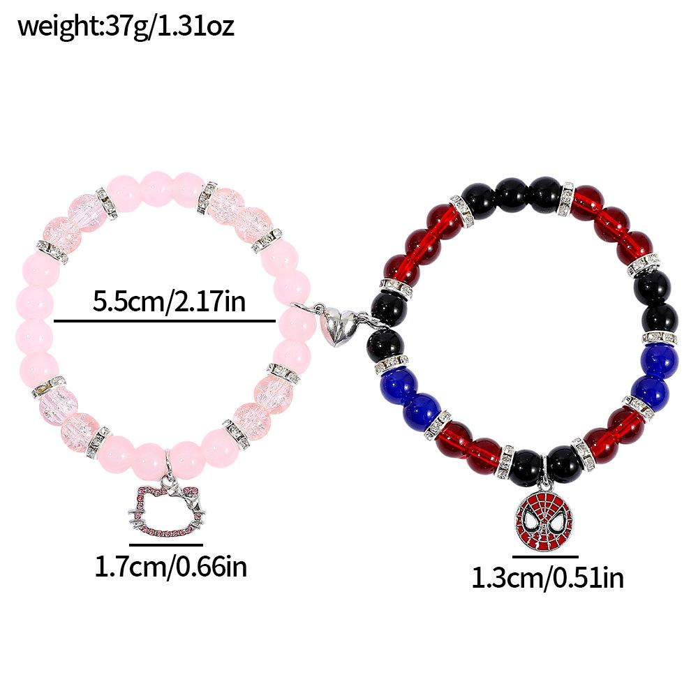 Braccialetti dell'amicizia di Spiderman, Migliore amico Bff, Halloween, Natale, Cordino coordinato, Catena con perline, Braccialetti per coppie, Nuovo,