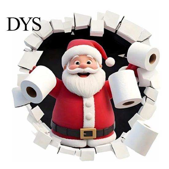 Seasonal Wall Decor for Office Christmas Sticker, 3D Santa Claus Break Through Decal, Easy Peel Decorative Stickers Toilet & Stick Holiday Home Window