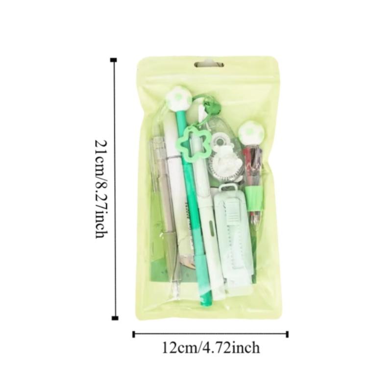 1Set Cartoon School Stationery Set Pens Stick Note Student Tools Gift Kit Eraser Large Capacity Learning Gift Box