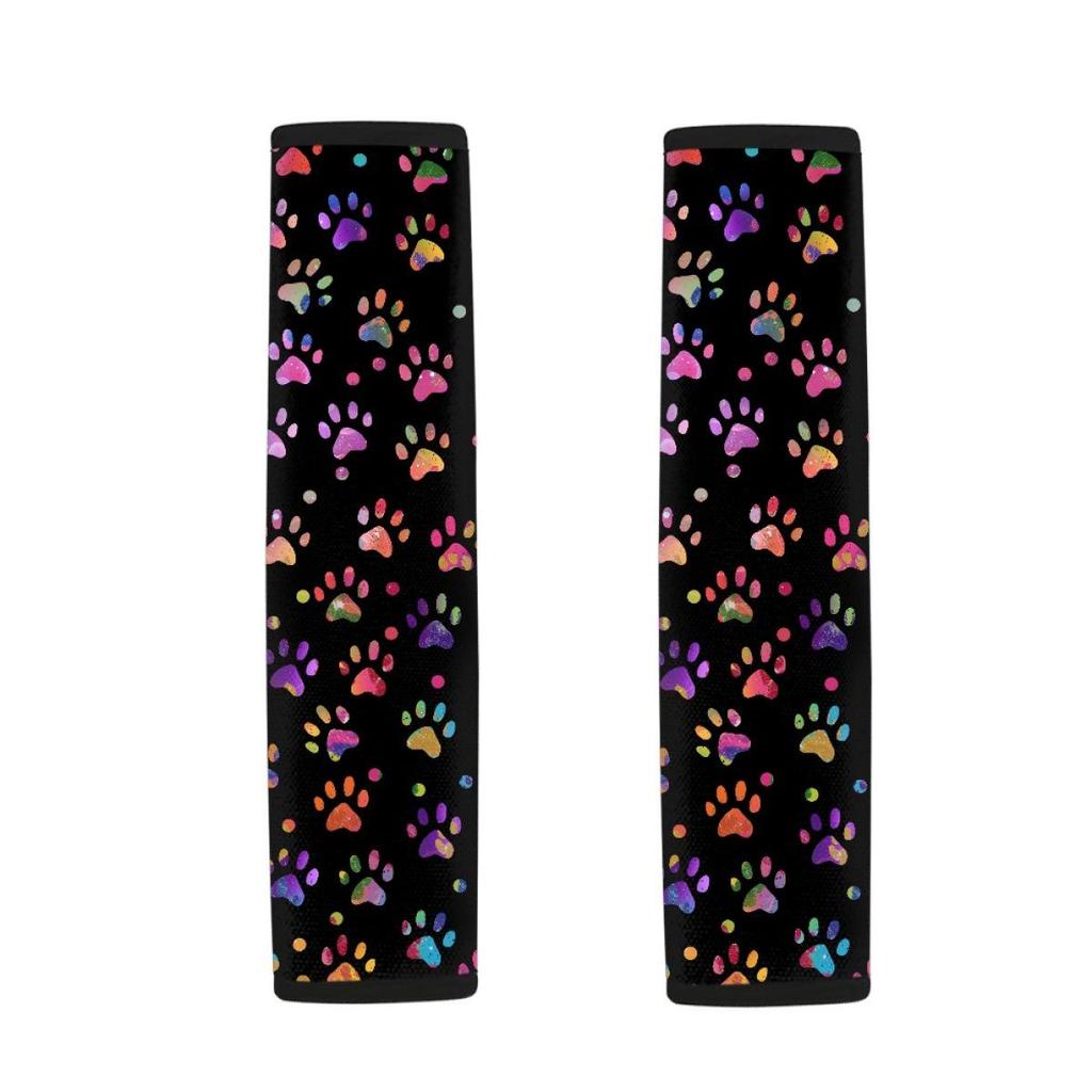 Two-Piece Dog Paw Print Seat Belt Pads for Sedans and SUVs