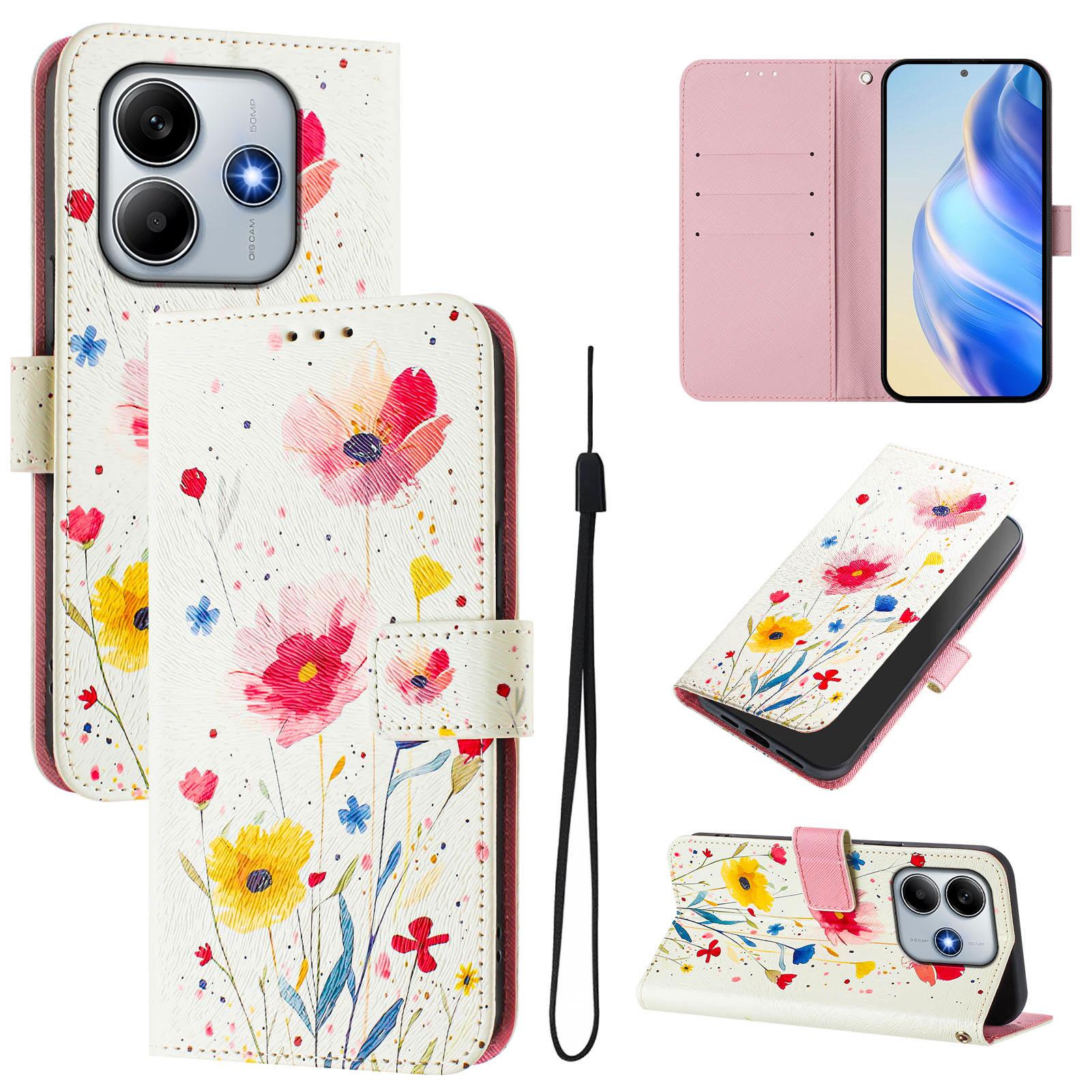 

For Xiaomi Redmi Note 14 5G Case Pattern Printing Wallet Phone Cover with Strap H